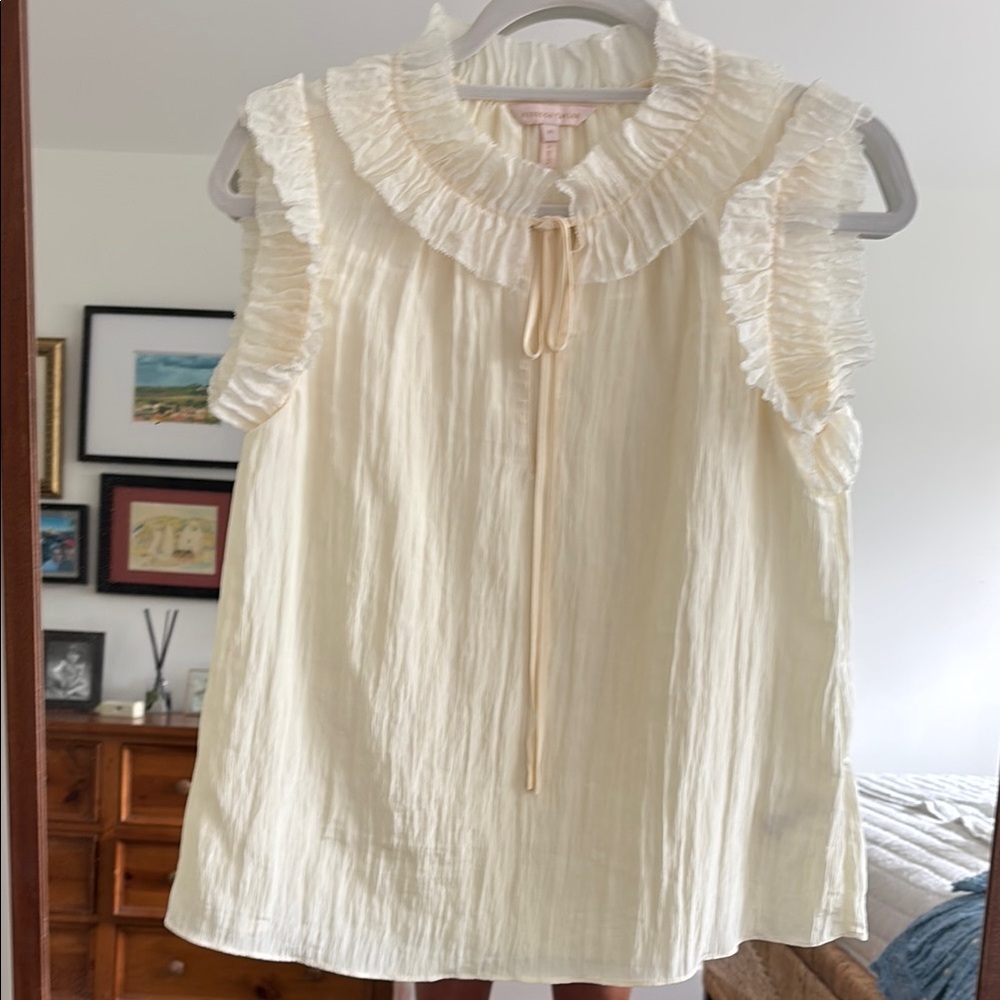 Rebecca Taylor Ivory Ruffled Top XS